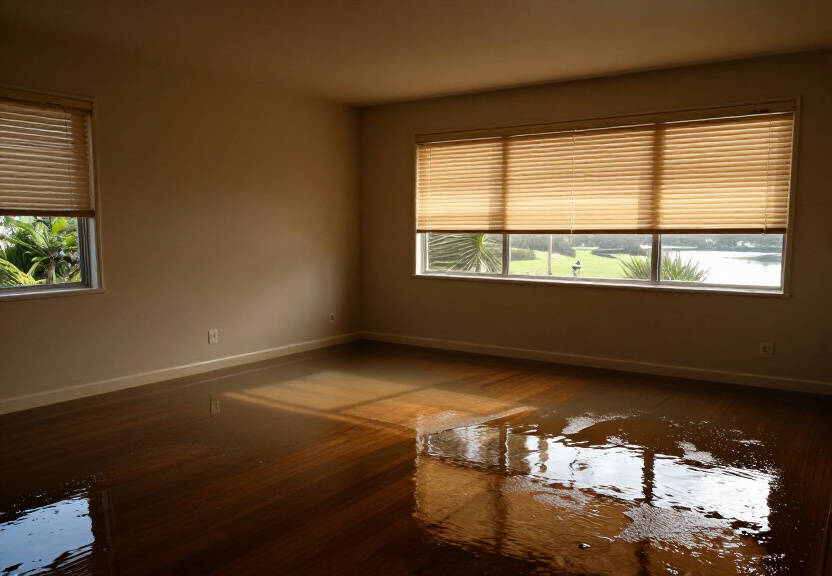 Flooded basement in Kyle Bay before drying